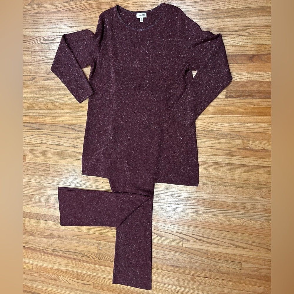 EUC 2 pc NORDSTROM Open Edit 2X Sparkling Burgundy Knit Tunic & Pant